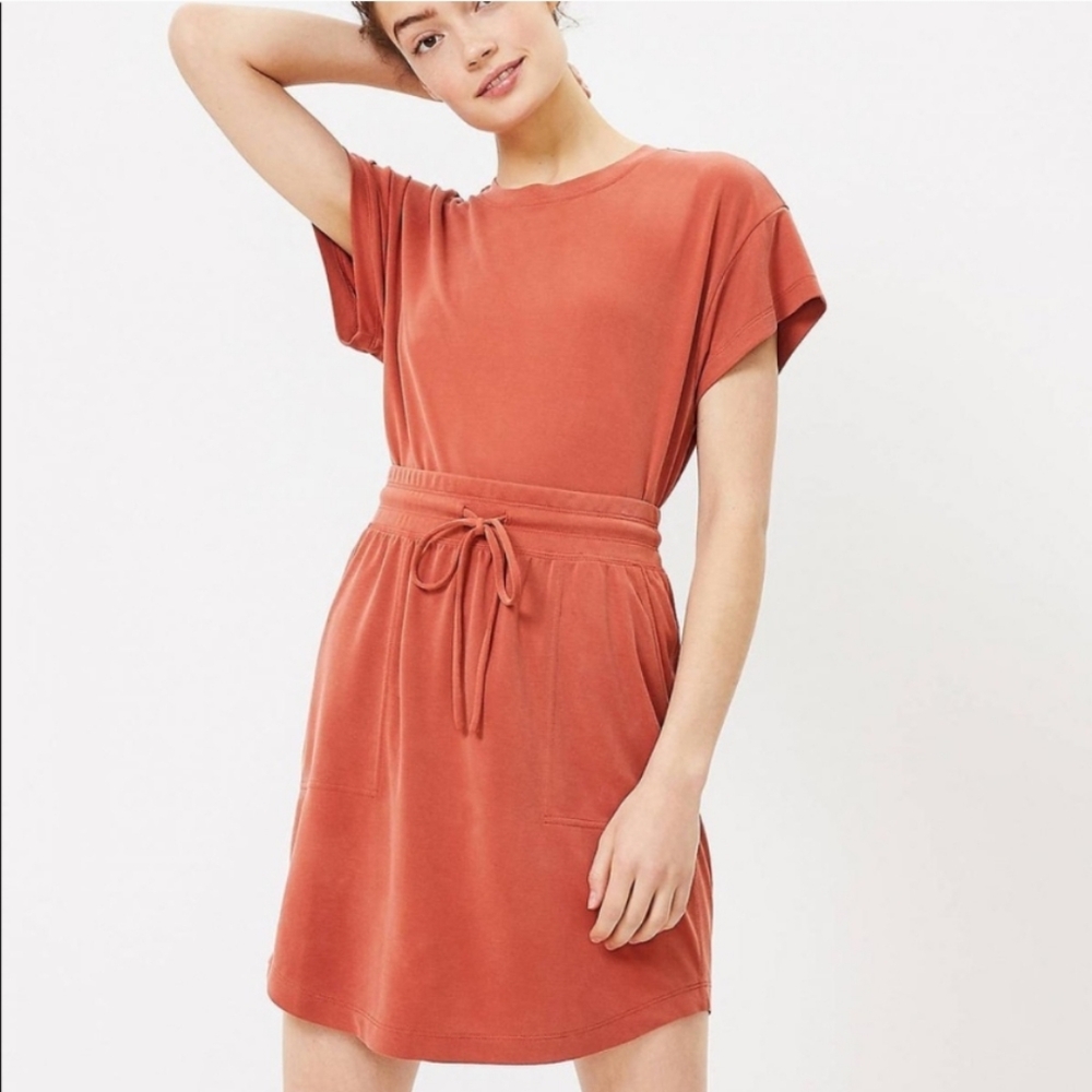 2/$25 Lou & Grey Skirt For LOFT, Elastic Waist, Size Medium, In Red Clay,